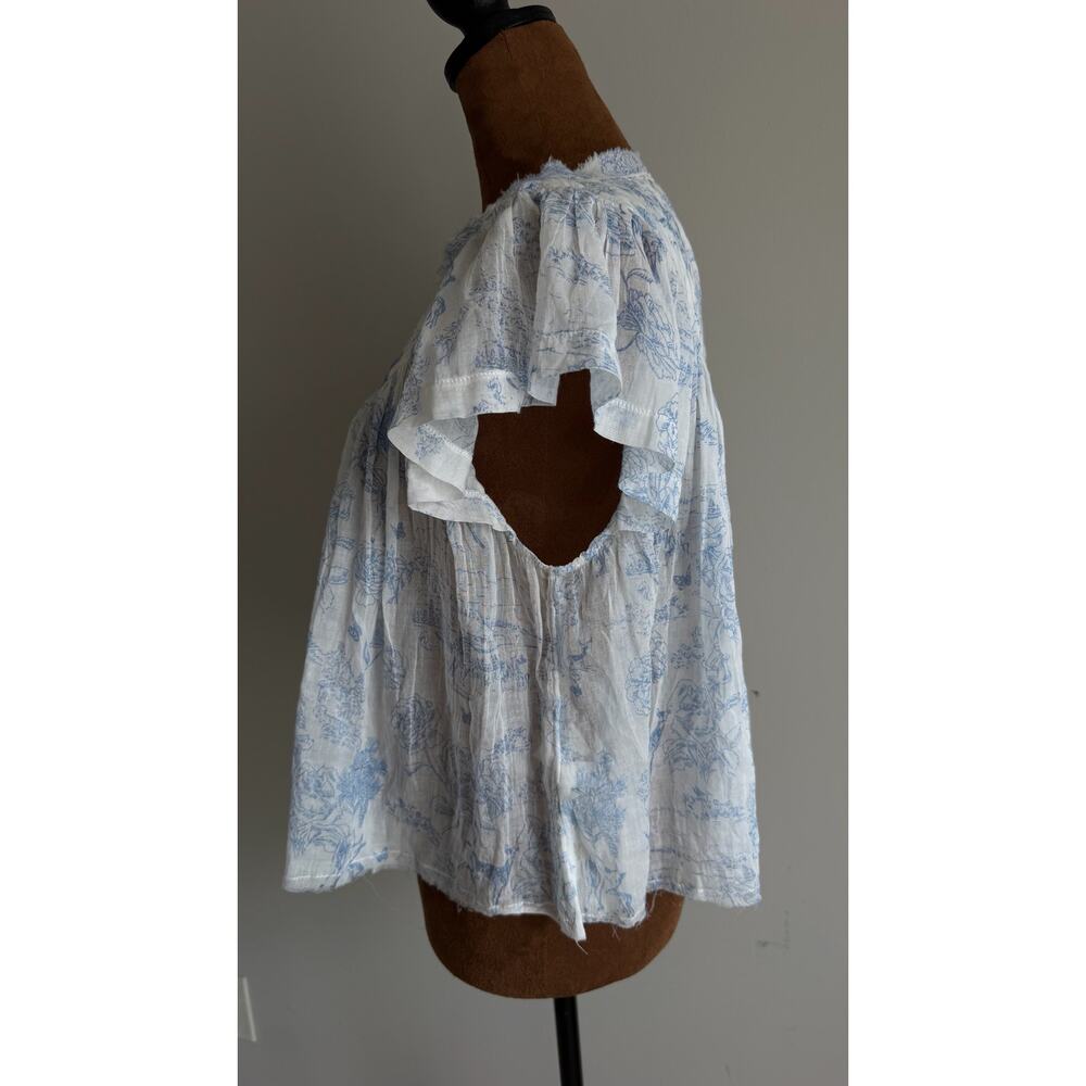Free People Printed Padma Top – Blue/White, Size M $88 - Picture 10 of 13